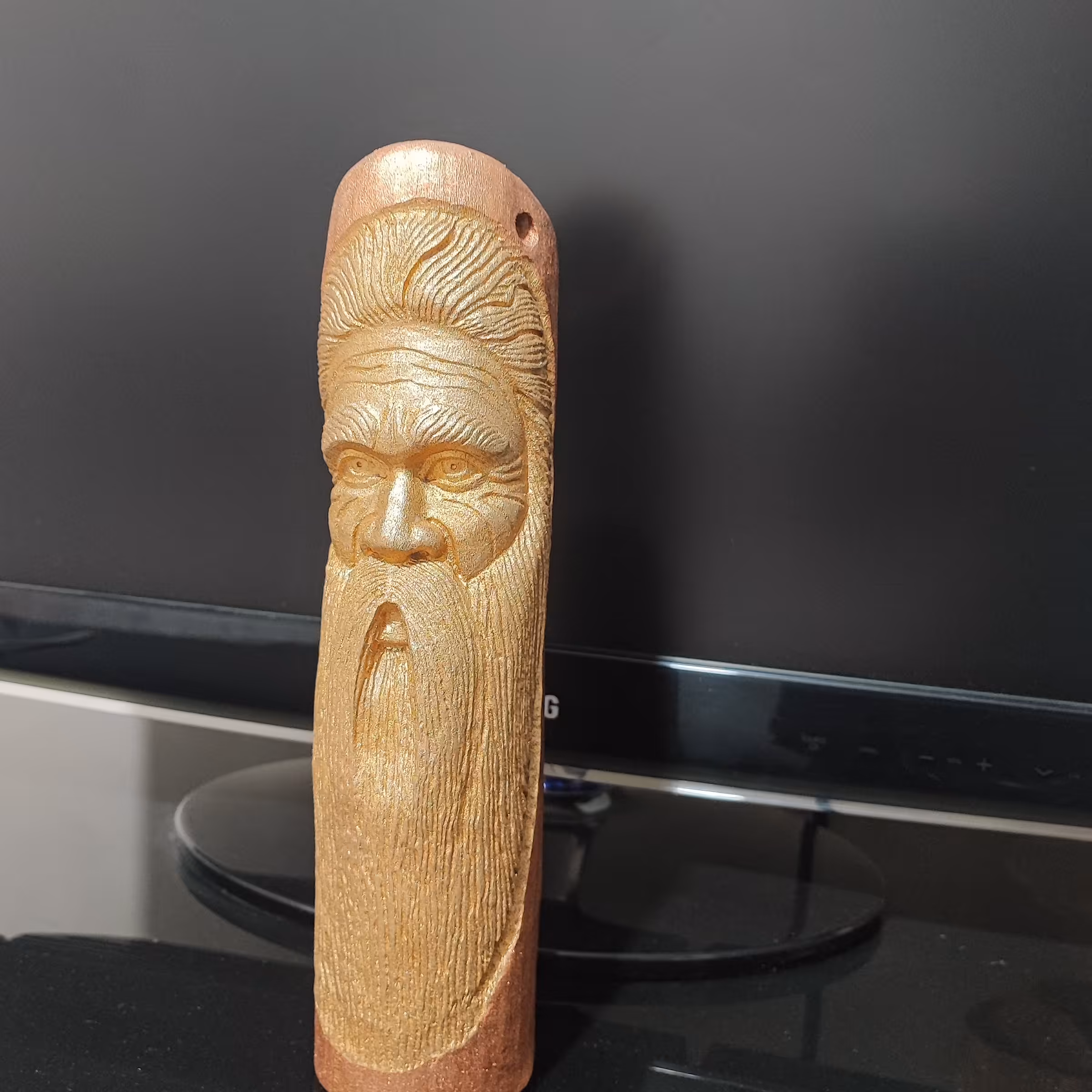 جا شمعی وارمر کنده کاری روی چوب رخ انسان