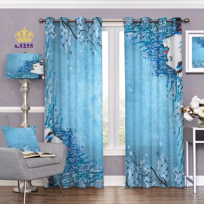 پرده پذیرایی دو قواره طرح اسلیمی کد S5255