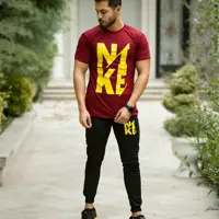 ست تیشرت شلوار مردانه مدل tarkan (زرشکی)
