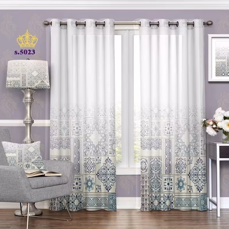 پرده پذیرایی دو قواره طرح اسلیمی کد S5023