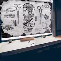 پرده تصویری شید برای آرایشگاه مردانه  BAs-4778