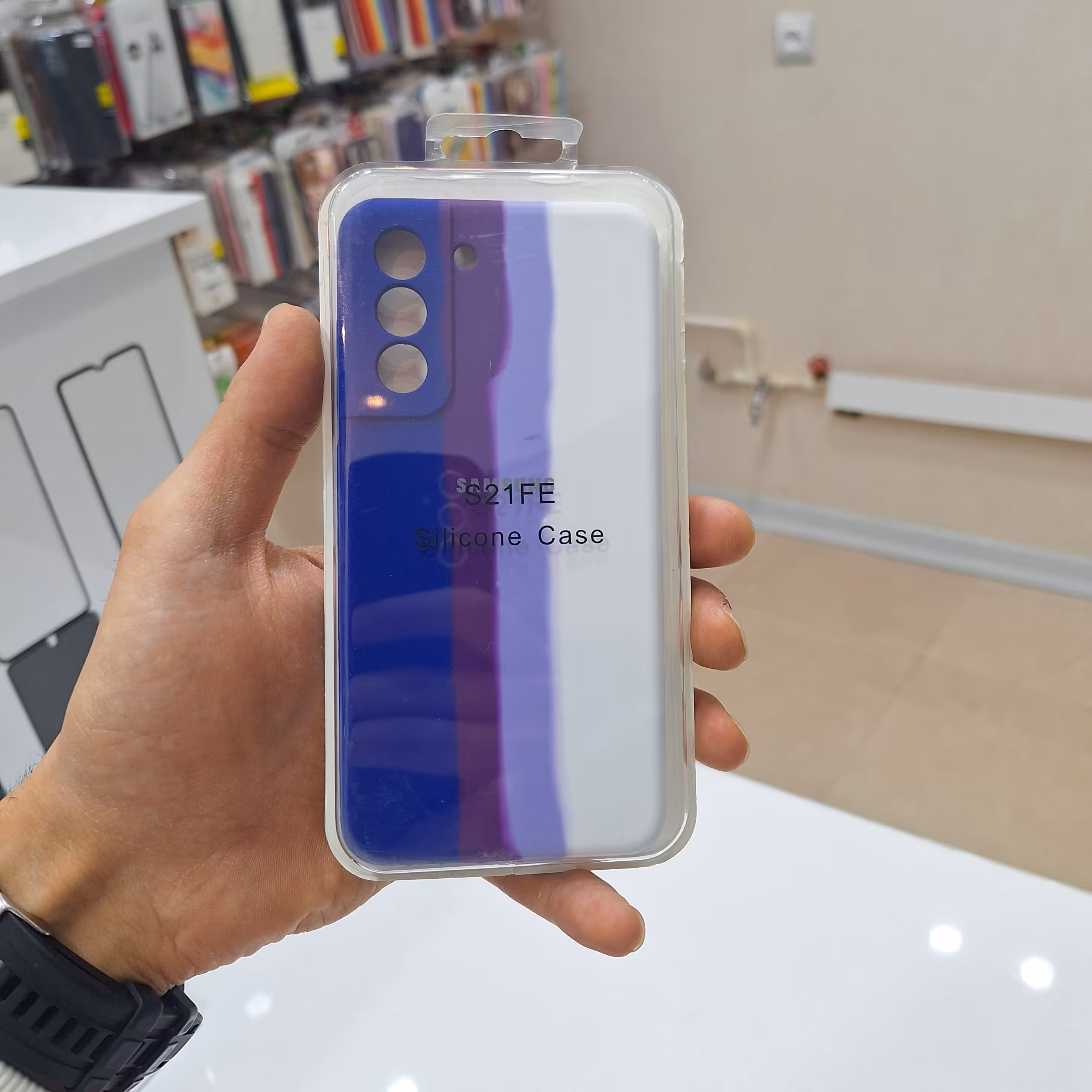 گارد و قاب سیلیکونی آبرنگی اورجینال پاک کنی طرح شماره 5 مناسب برای گوشی S21fe
