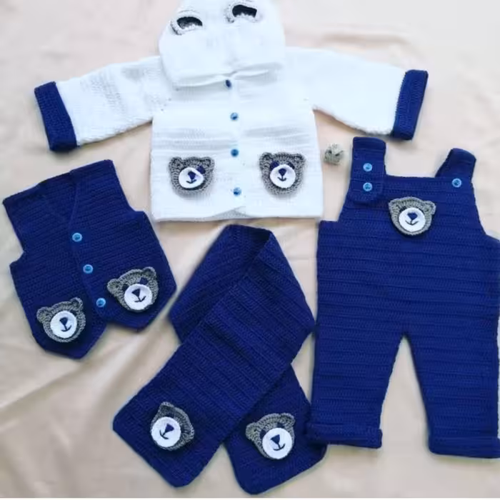 ست بافتنی قلاب بافی دخترانه و پسرانه