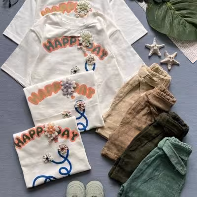 تیشرت شلوارک طرح گل