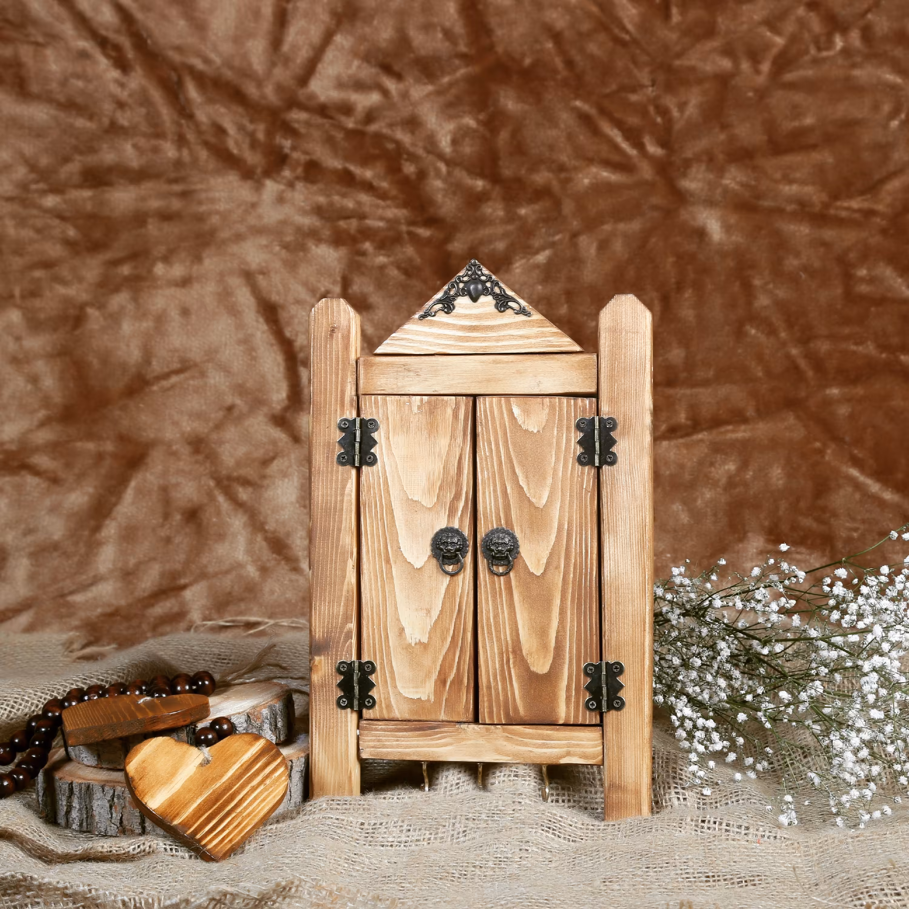 جا کلیدی چوبی طرح کلبه دو درب( ارسال پس کرایه )