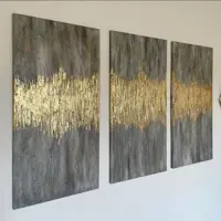 تابلو دکوراتیو مدرن چند تکه ورق نقره  نقاشی برجسته تم طوسی مینیمال