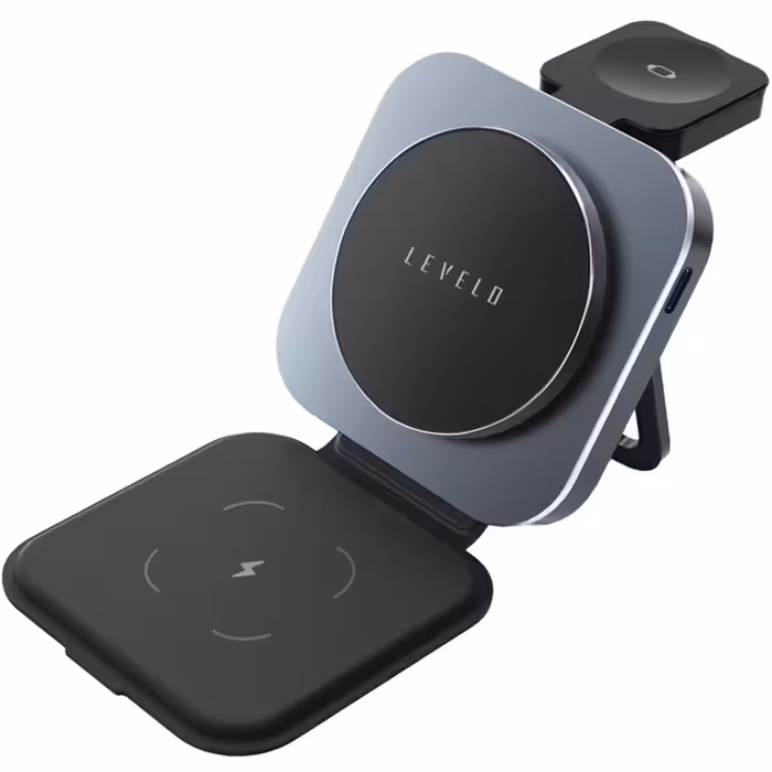 هولدر شارژر وایرلس 15 وات آیفون، ایرپاد، اپل واچ تاشو لِوِلو LVLTF31WCBK