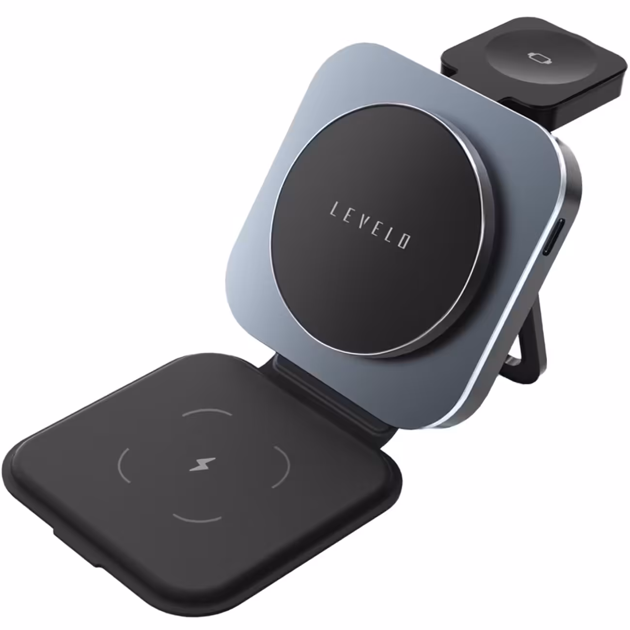 هولدر شارژر وایرلس 15 وات آیفون، ایرپاد، اپل واچ تاشو لِوِلو LVLTF31WCBK