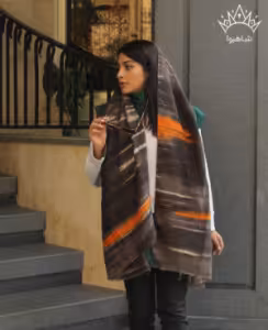 شال موهر پشمی قهوه ای قواره 70*200