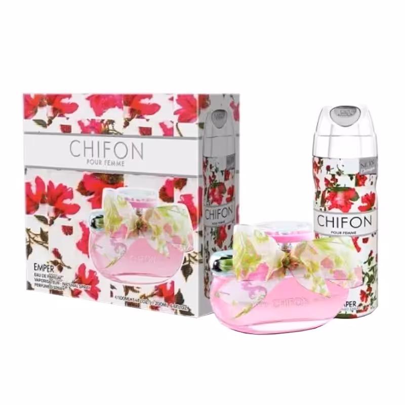 ست ادکلن زنانه به همراه اسپری مدل CHIFON POUR FEMME امپر 200 100 میل