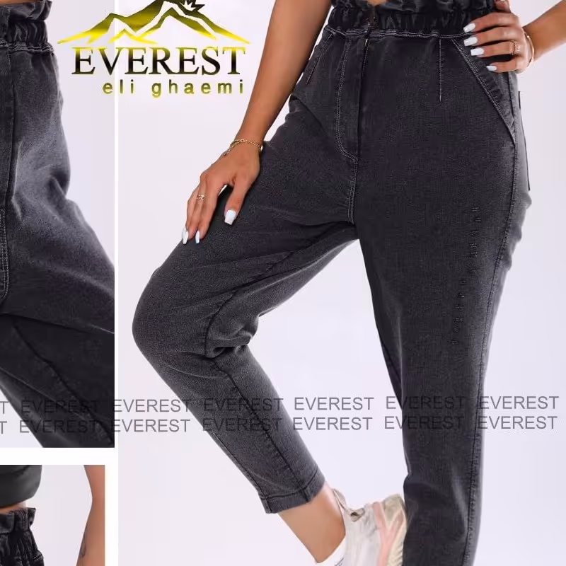 شلوار مام فیت لی کشی پشت پنبه زیپ خور ودکمه خور دارای سایزبندی از 36 تا 60قد حدود 93