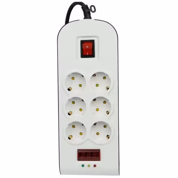 محافظ ولتاژ 6 خونه مدل جدید پارت ارت دار با کابل 1.8 متری