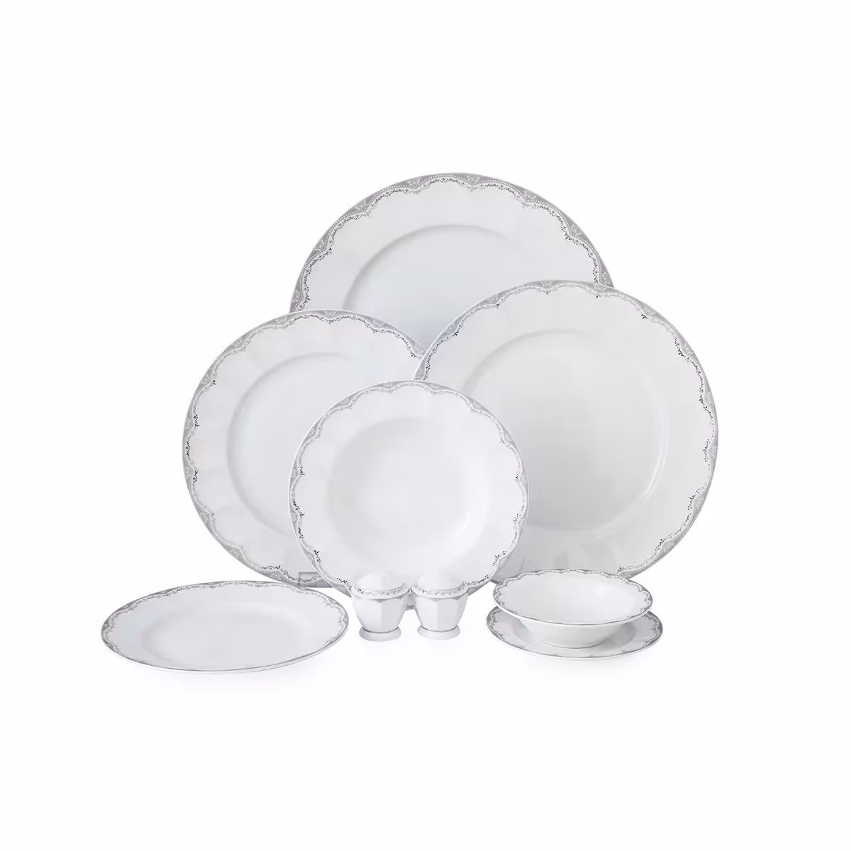 سرویس چینی زرین 6 نفره غذاخوری النور پلاتینی (29 پارچه)