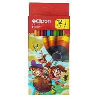مداد رنگی 12 رنگ جعبه مقوایی تخت طرح بالن الیپون ELIPON