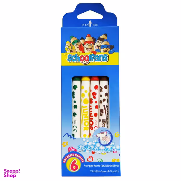 ماژیک رنگ آمیزی 6 رنگ اسکول فنس مدل WASHABLE کد 006