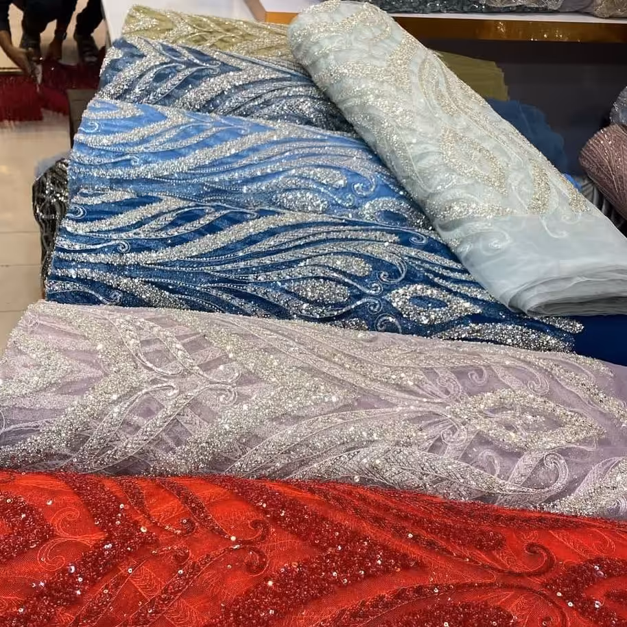 پارچه مجلسی تمام کریستالی دوخته شده