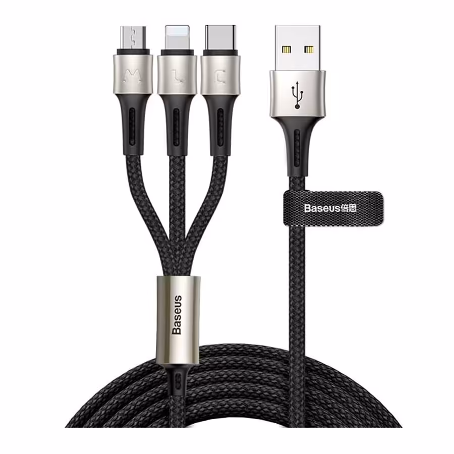 قیمت و خرید کابل تبدیل 1.2 متری سه سر بیسوس مدل Caring Touch CAMLT-GH01 | یاس ارتباط