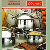 سرویس 8پارچه قابلمه استیل اوبرون ترکیه اصل درب استیل  کف چدن