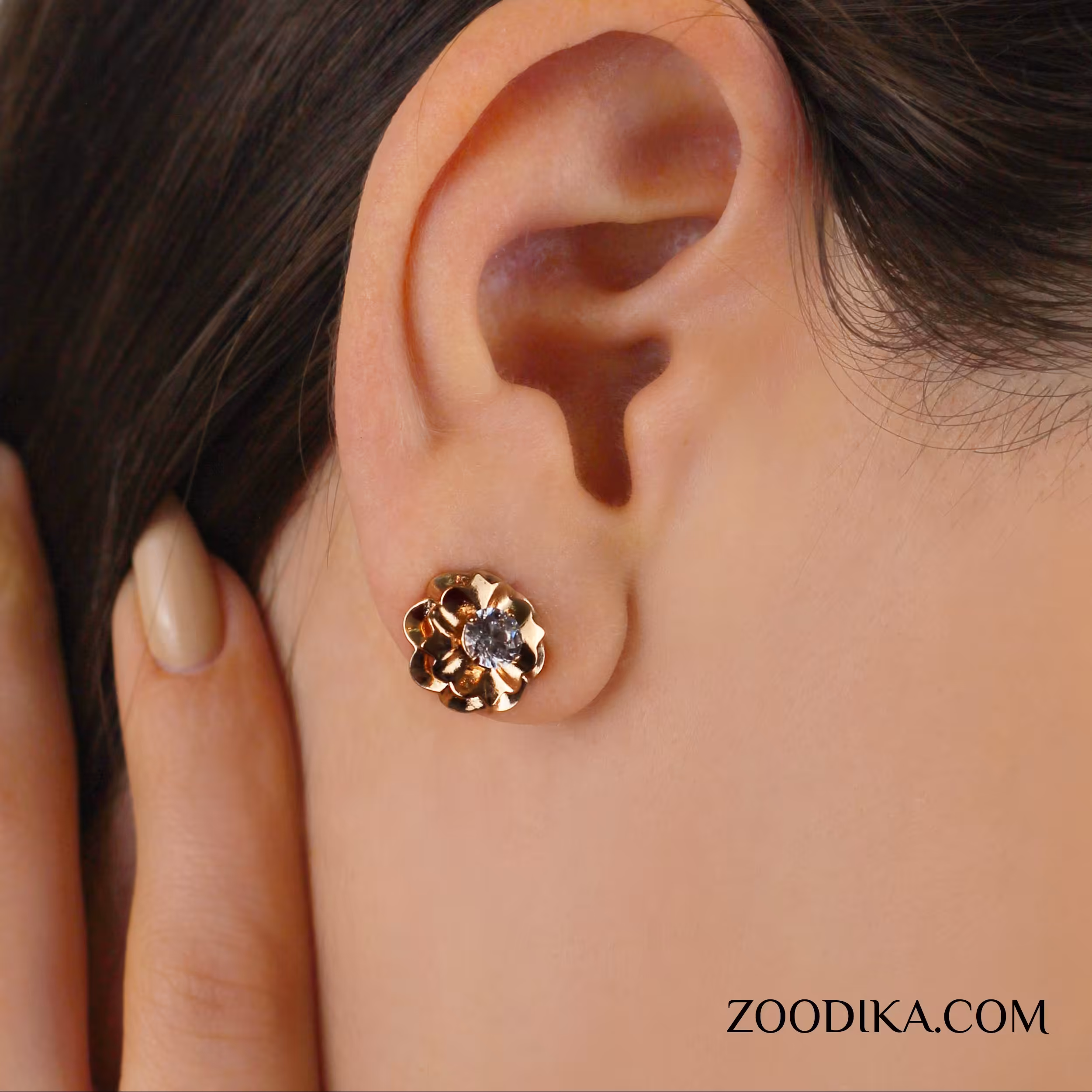 گوشواره میخی ژوپینگ مدل گل ضد حساسیت رنگ ثابت AAC-62