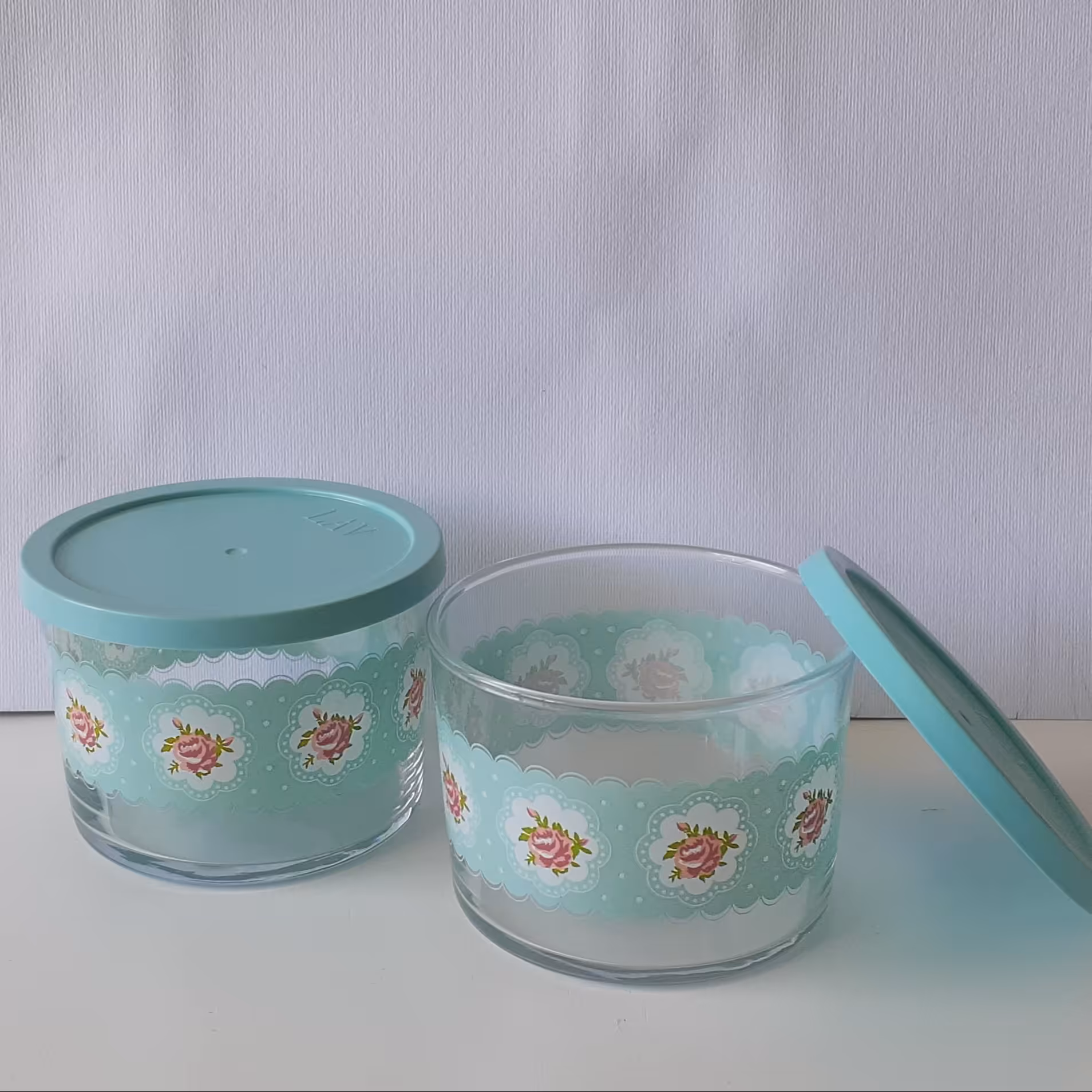 ظرف شیشه ای درب دار ترک مارک lav  ست دوتایی