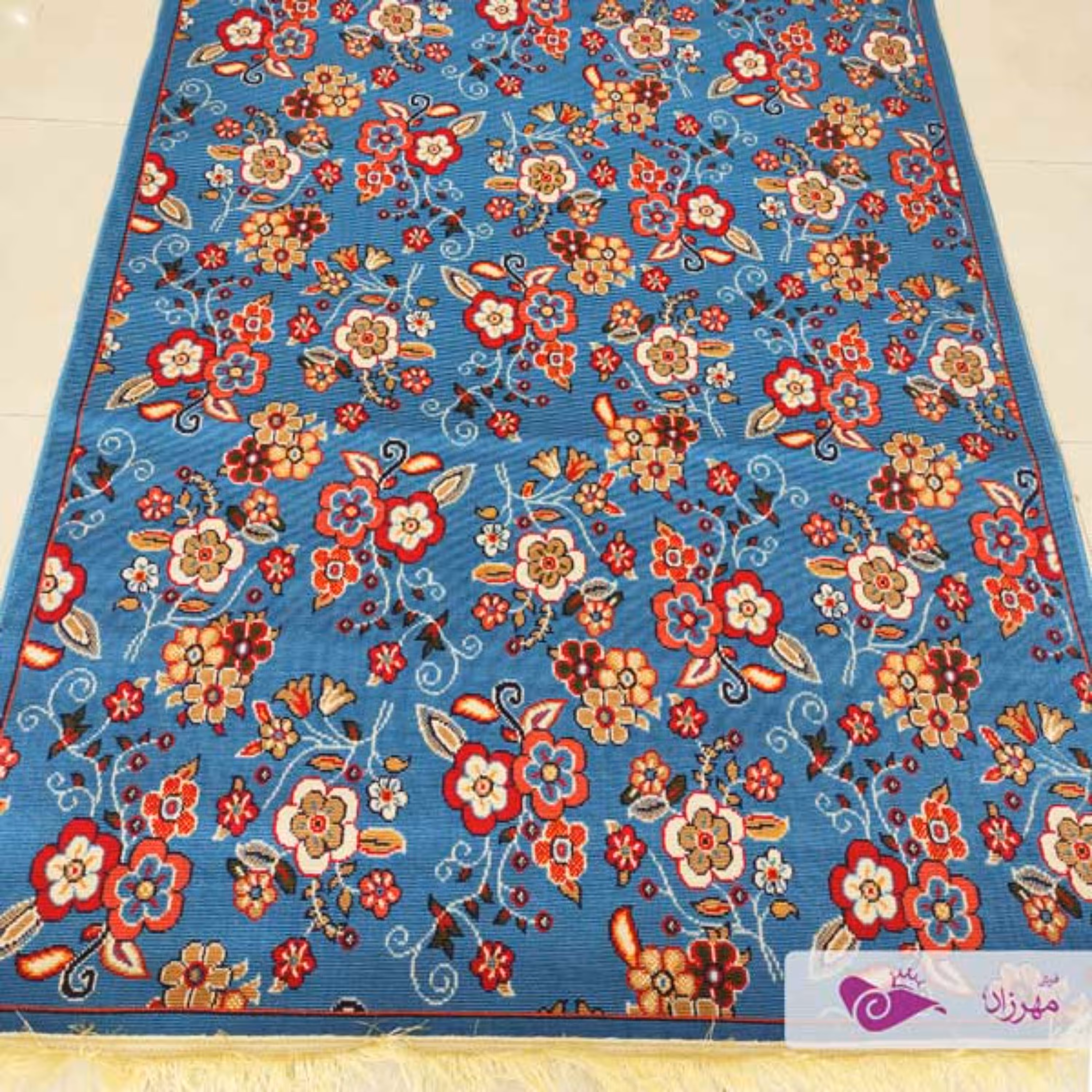 گلیم ماشینی 6 متری طرح دنیا آبی