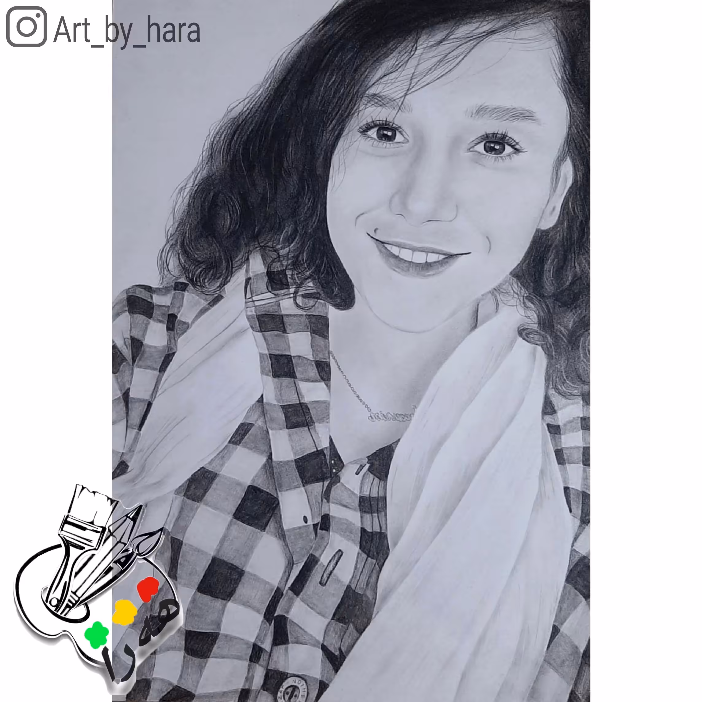 طراحی سفارشی سیاه قلم چهره بدون قاب