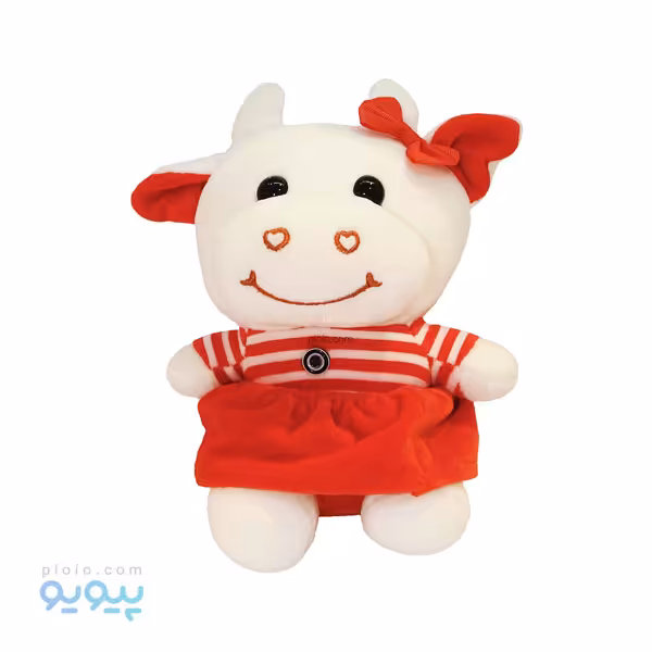 عروسک گاو قرمز قلبی پاپیون دار