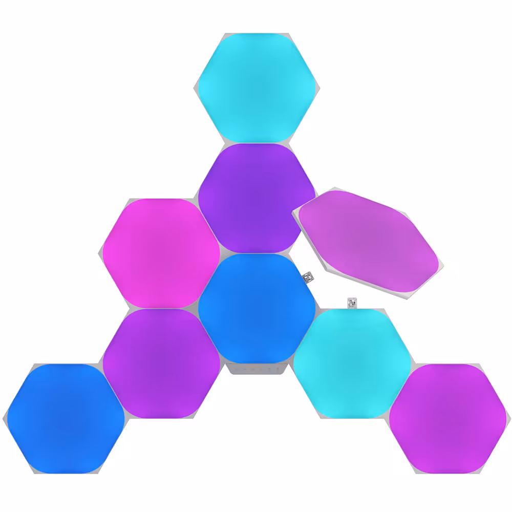 پنل روشنایی هوشمند NANOLEAF نانولیف RGB دیواری 9 عددی شش ضلعی مدل Hexagon - Hiapple.ir