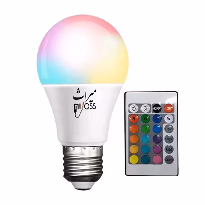 لامپ ال ای دی هوشمند ریموت کنترل دار RGB با رقص نور18وات پس کرایه