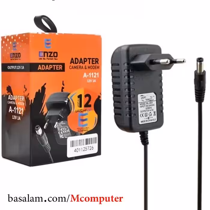 آداپتور 12 ولت 1 آمپر Enzo A-1121 (مودم ، دوربین و ...)