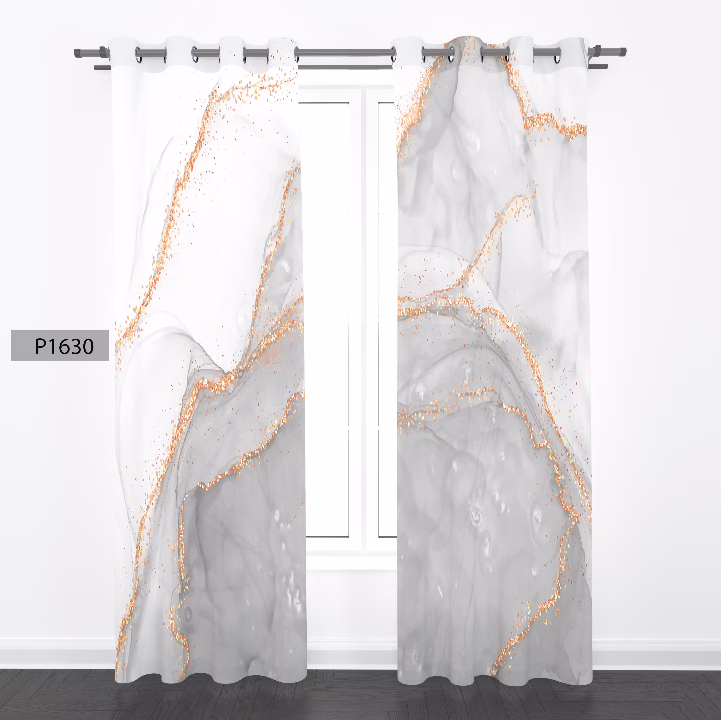 پرده هازان چاپی دوقواره دوخته شده پانچ شده هر قواره عرض 140ارتفاع 190 کد1630