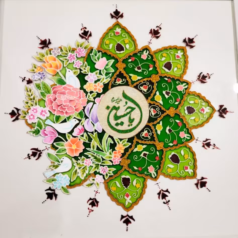 تابلو ویترای پر کار و پر جزئیات با ذکر یا حسین 