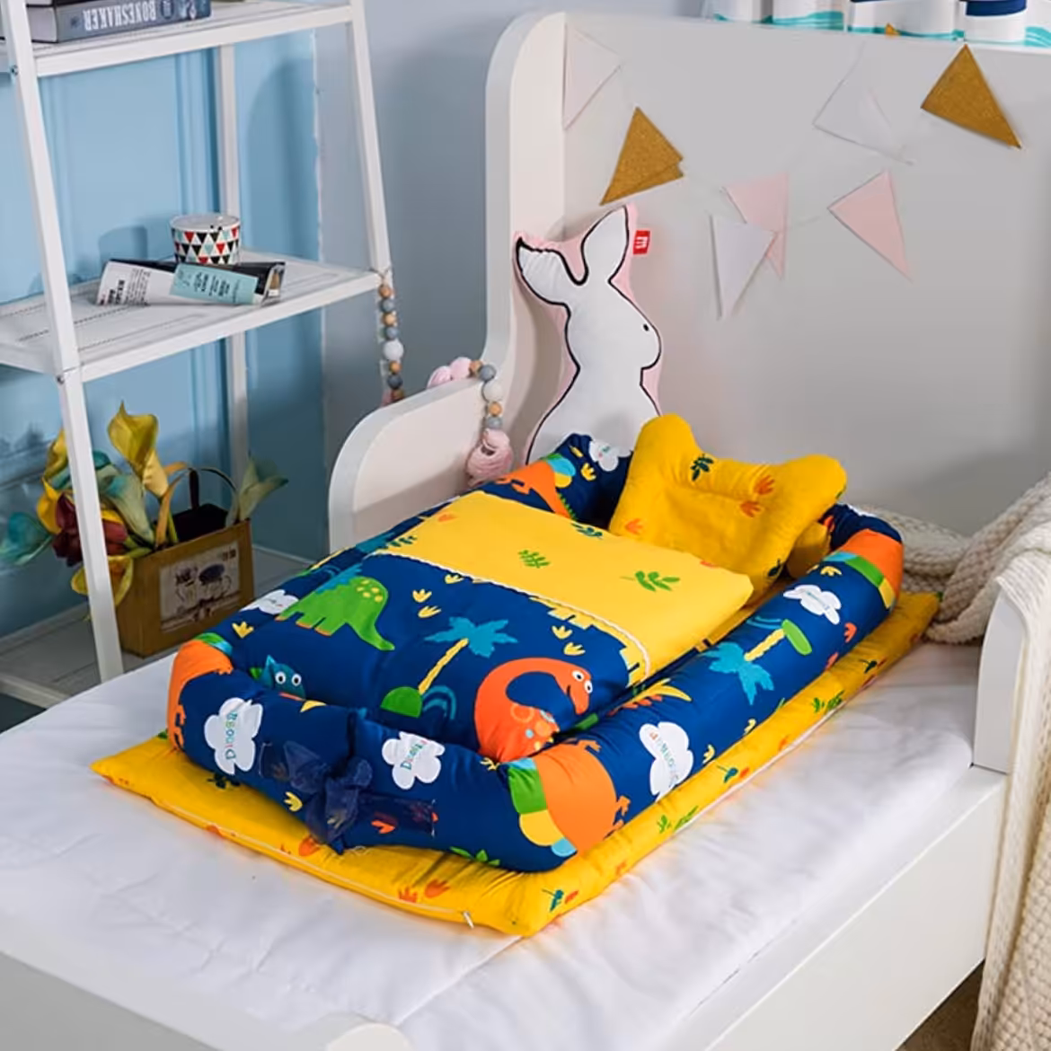 تشک کودک اورجینال به همراه بالش و لحاف طرح دایناسور