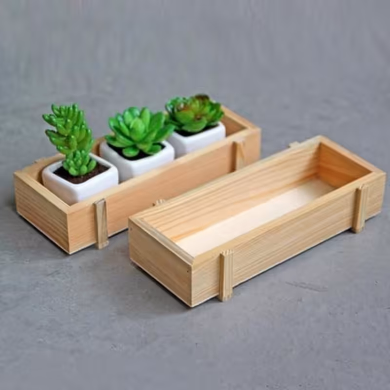 باکس چوبی فانتزی مستطیلی خود رنگ ( رنگ چوب ) با طول 25سانت