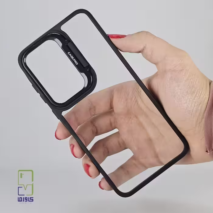 قاب گوشی A54 استند دار شفاف مشکی | samsung a54