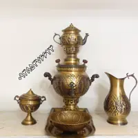  سماور برنجی 3 لیتری  زغالی قلم هخامنش با ست کامل 