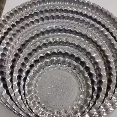 سینی کروم طرح دار ( ست کامل)