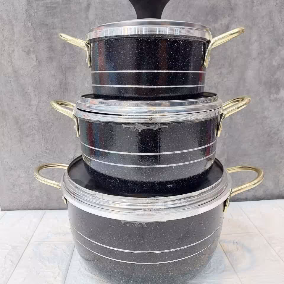 سرویس 3 قابلمه لب پیچ(طرح چدن) برند پرتو کالا