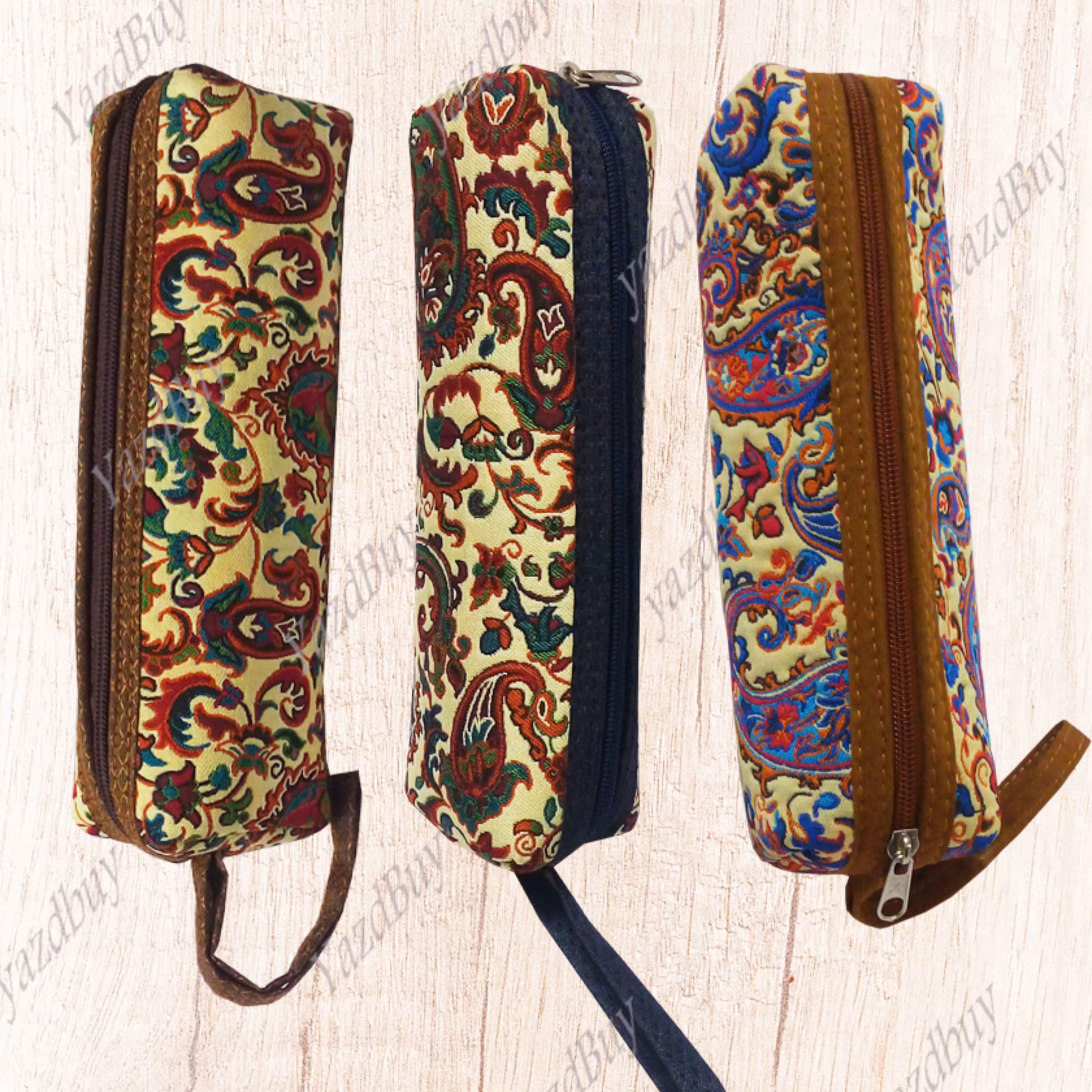 کیف جامدادی ترمه رنگ کرم با کیفیت عالی 