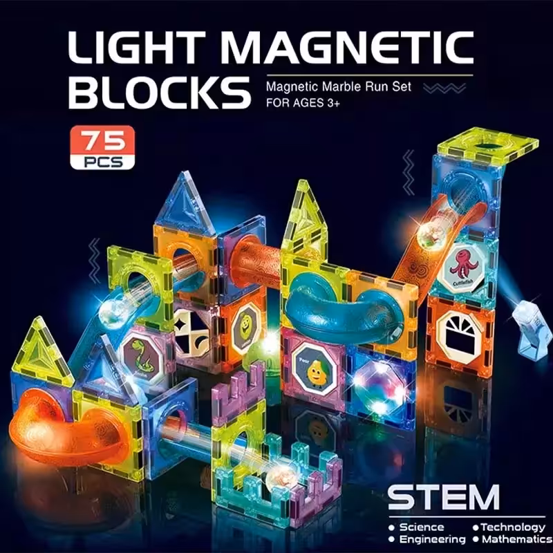 اسباب بازی کاشی های مغناطیسی چراغدار 75 تکه کد 2301