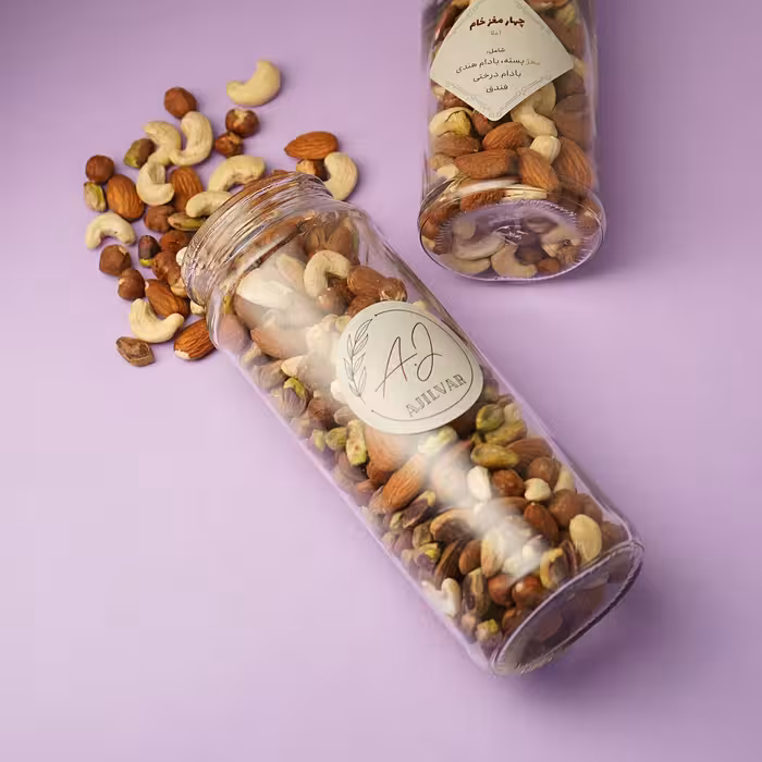 شیشه آجیل بزرگ چهار مغز خام