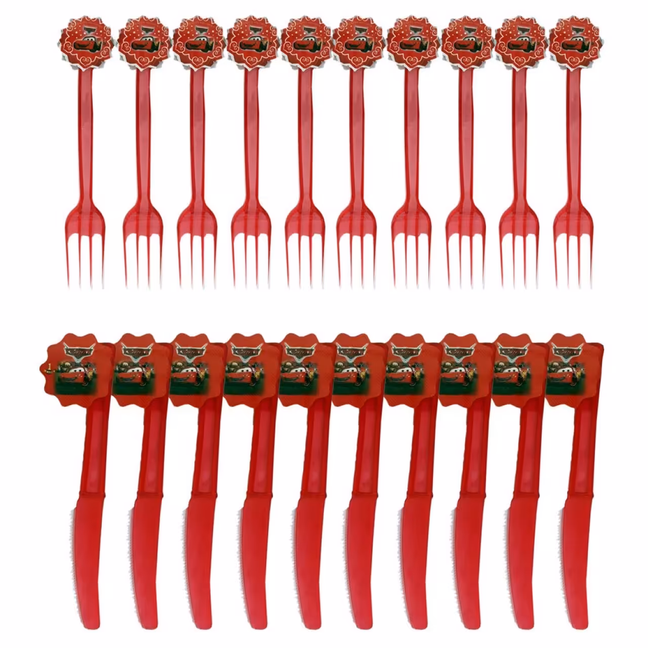 کارد و چنگال یکبار مصرف مدل ماشینها مجموعه 20 عددی