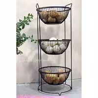سبد سیب زمینی و پیاز 3 طبقه مدل گرد بهساز فلز