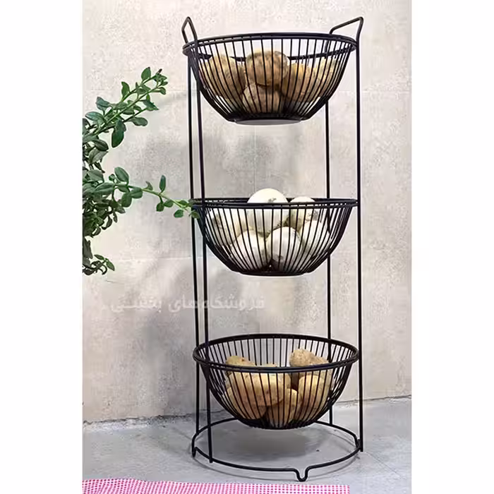 سبد سیب زمینی و پیاز 3 طبقه مدل گرد بهساز فلز