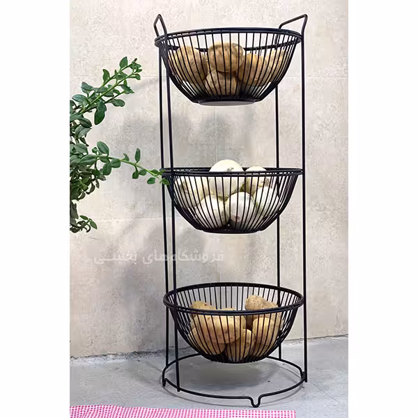 سبد سیب زمینی و پیاز 3 طبقه مدل گرد بهساز فلز