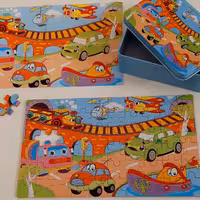 پازل چوبی قوطی فلزی