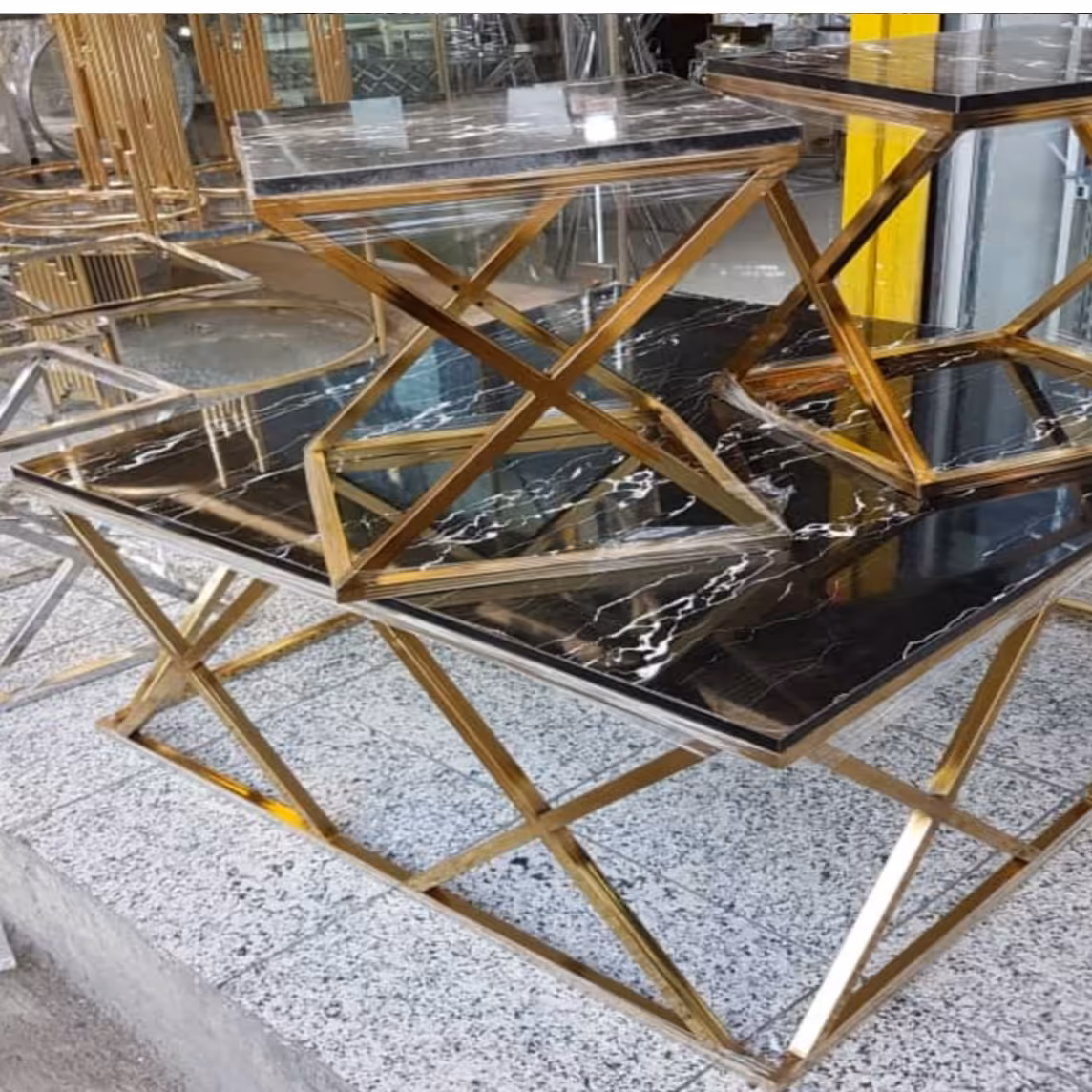 میز ایکس 4تیکه آبکاری طلایی و نقره ای (ارسال با باربری و پسکرایه)