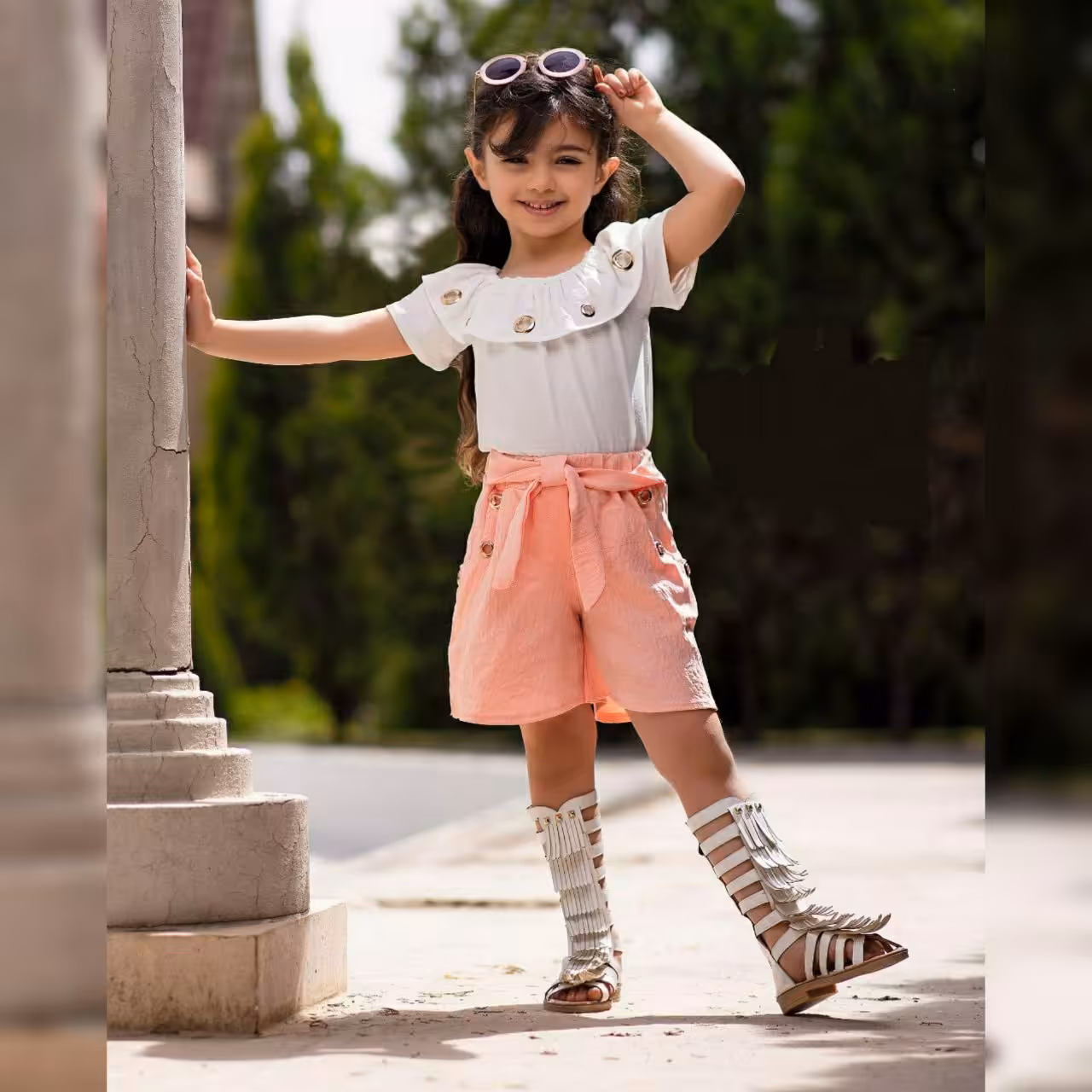 بلوز و شلوارک مجلسی دخترانه  طرح دلبر کد 580n