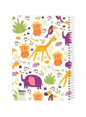 دفتر مشق 60 برگ الیپون طرح حیوانات- دفتر مشق وزیری فانتزی الیپون - چی بخونم