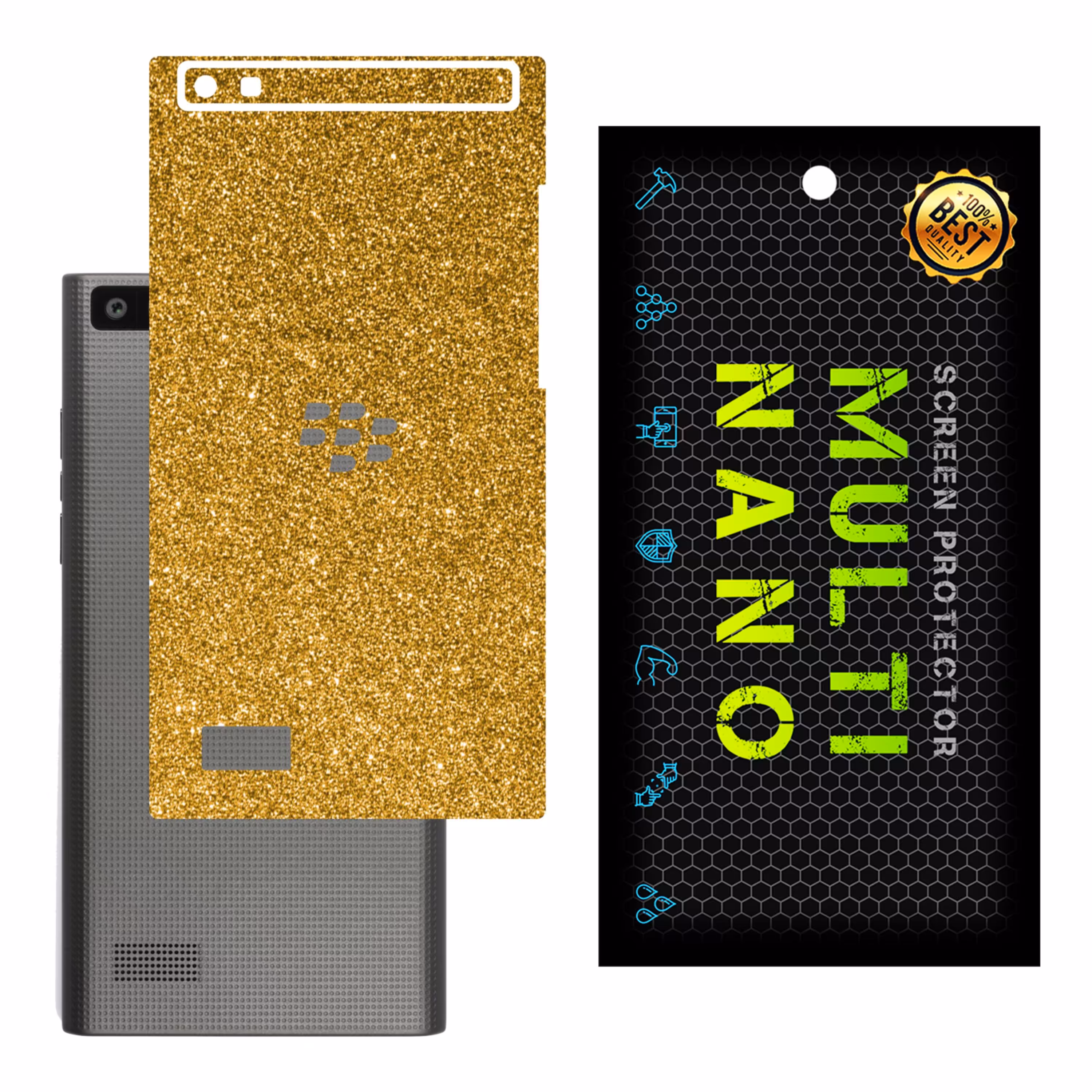 برچسب پوششی MultiNano مدل X-G1F-Gold برای پشت موبایل بلک بری Leap
